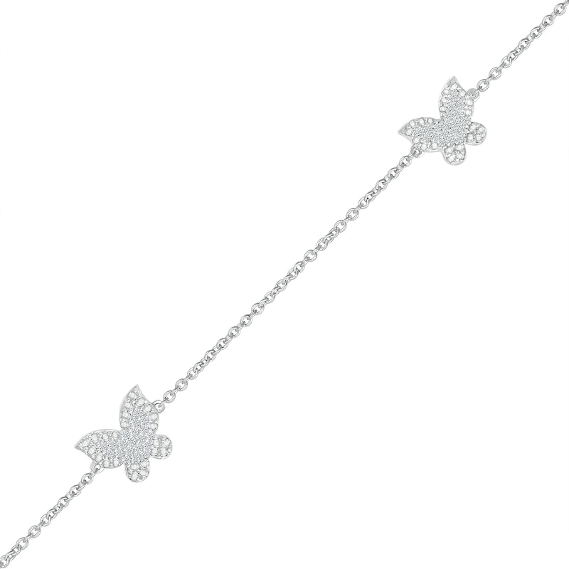 0.066 CT. T.W. Diamond Butterflies Bracelet in Sterling Silver - 7.5"|Peoples Jewellers