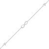 Thumbnail Image 0 of 0.04 CT. T.W. Diamond Infinity and Hearts Station Bracelet in Sterling Silver - 7.5"