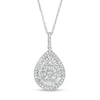 Thumbnail Image 0 of 1.00 CT. T.W. Pear-Shape Multi-Diamond Double Frame Teardrop Pendant in 10K White Gold