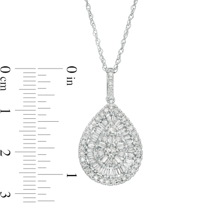 1.00 CT. T.W. Pear-Shape Multi-Diamond Double Frame Teardrop Pendant in 10K White Gold