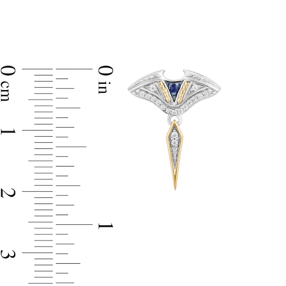 Enchanted Disney Moana Blue Sapphire and 0.115 CT. T.W. Diamond Stingray Drop Earrings in Sterling Silver and 10K Gold