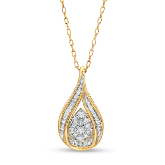 0.32 CT. T.W. Pear-Shaped Multi-Diamond Teardrop Pendant in 10K Gold