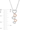 0.10 CT. T.W. Diamond Cascading Heart Pendant in Sterling Silver and 10K Rose Gold