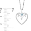 Enchanted Disney Elsa Swiss Blue Topaz and 0.18 CT. T.W. Diamond Snowflake Heart Pendant in Sterling Silver - 19"