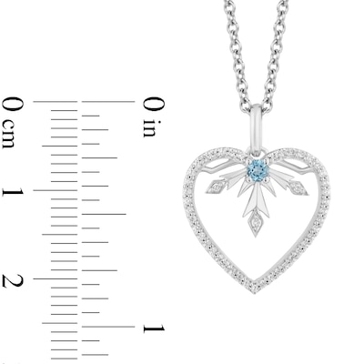 Enchanted Disney Elsa Swiss Blue Topaz and 0.18 CT. T.W. Diamond Snowflake Heart Pendant in Sterling Silver - 19"