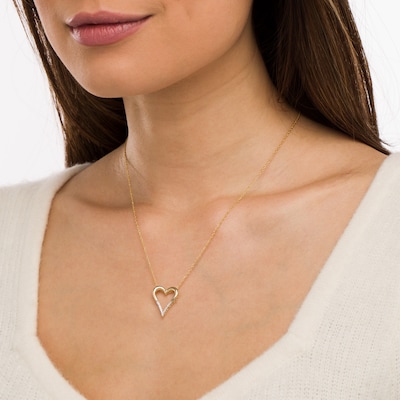 0.04 CT. T.W. Diamond Elongated Heart Pendant in 10K Gold