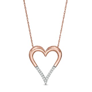 0.04 CT. T.W. Diamond Elongated Heart Pendant in 10K Rose Gold