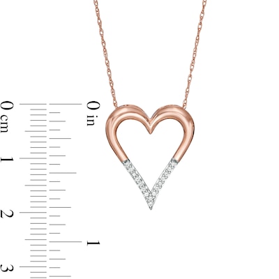 0.04 CT. T.W. Diamond Elongated Heart Pendant in 10K Rose Gold