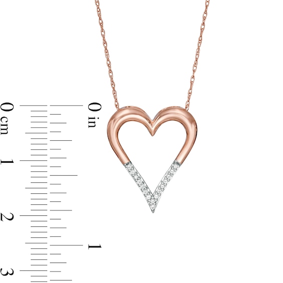 0.04 CT. T.W. Diamond Elongated Heart Pendant in 10K Rose Gold