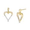 Thumbnail Image 0 of 0.085 CT. T.W. Diamond Elongated Heart Drop Earrings in 10K Gold