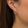 Thumbnail Image 1 of 0.085 CT. T.W. Diamond Elongated Heart Drop Earrings in 10K Gold