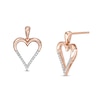 Thumbnail Image 1 of 0.085 CT. T.W. Diamond Elongated Heart Drop Earrings in 10K Rose Gold