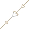 Thumbnail Image 0 of 0.066 CT. T.W. Diamond Heart Trio Bracelet in 10K Gold – 7.5"