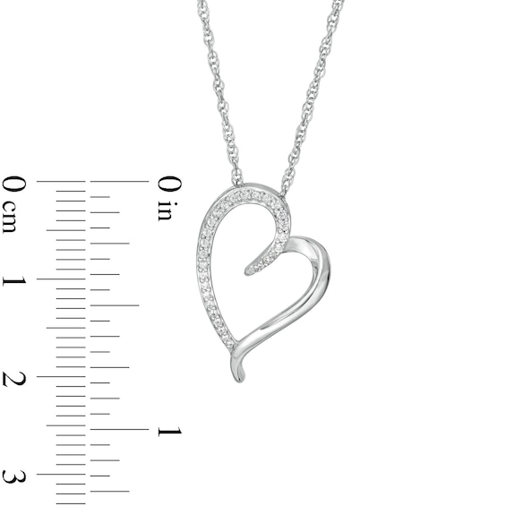 0.085 CT. T.W. Diamond Tilted Elongated Heart Pendant in 10K White Gold