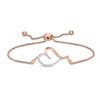 Thumbnail Image 1 of 0.085 CT. T.W. Diamond Sideways Tilted Heart Bolo Bracelet in Sterling Silver with 14K Rose Gold Plate – 9.5&quot;