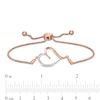 Thumbnail Image 3 of 0.085 CT. T.W. Diamond Sideways Tilted Heart Bolo Bracelet in Sterling Silver with 14K Rose Gold Plate – 9.5&quot;