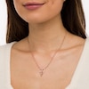 0.145 CT. T.W. Diamond Double Elongated Heart Necklace in Sterling Silver with 14K Rose Gold Plate