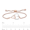 Thumbnail Image 2 of 0.145 CT. T.W. Diamond Double Elongated Heart Bolo Bracelet in Sterling Silver with 14K Rose Gold Plate – 9.5"