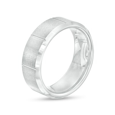 Men's 8.0mm Satin Vertical Grooved Wedding Band in Tantalum