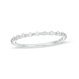0.16 CT. T.W. Diamond Station Stackable Wedding Band in 10K White Gold