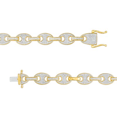 Men's 1.50 CT. T.W. Diamond Mariner Chain Link Bracelet in 10K Gold – 8.5"