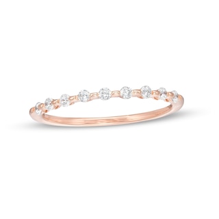 0.16 CT. T.W. Diamond Station Stackable Wedding Band in 10K Rose Gold