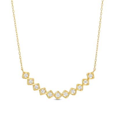 0.25 CT. T.W. Princess-Cut Diamond Twist Frame Necklace in 10K Gold