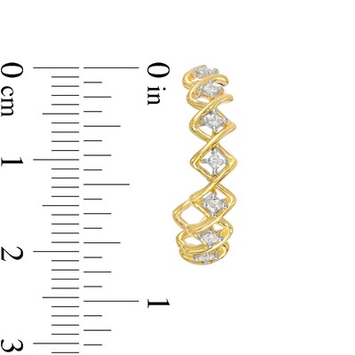 0.25 CT. T.W. Princess-Cut Diamond Twist Frame J-Hoop Earrings in 10K Gold