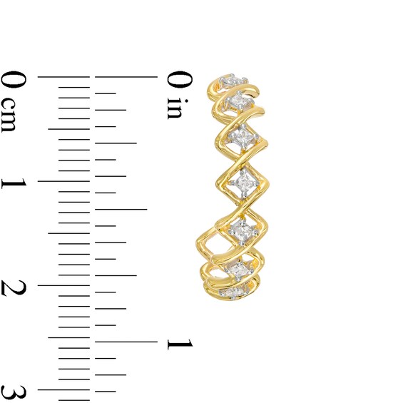 0.25 CT. T.W. Princess-Cut Diamond Twist Frame J-Hoop Earrings in 10K Gold