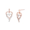 Thumbnail Image 0 of 0.146 CT. T.W. Diamond Double Elongated Heart Entwined Drop Earrings in Sterling Silver with 14K Rose Gold Plate