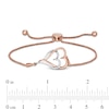 Thumbnail Image 2 of 0.088 CT. T.W. Diamond Interlocking Double Elongated Heart Bolo Bracelet in Sterling Silver with 14K Rose Gold Plate