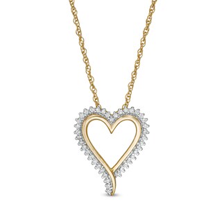 0.18 CT. T.W. Diamond Elongated Heart Sunburst Pendant in 10K Gold