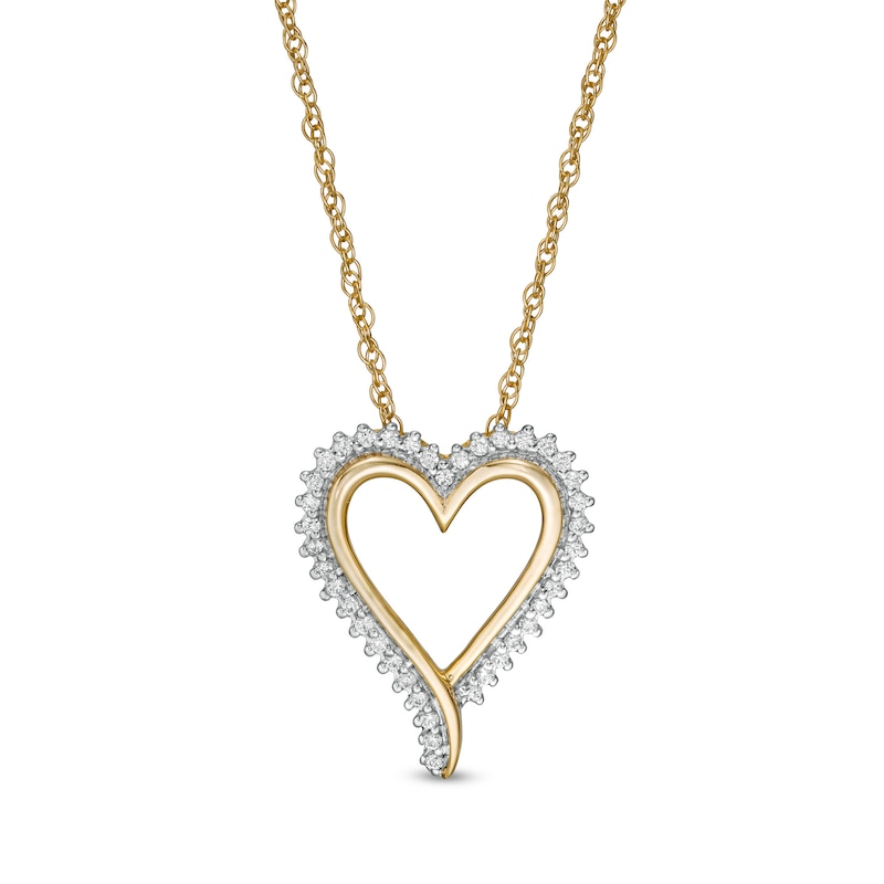 0.18 CT. T.W. Diamond Elongated Heart Sunburst Pendant in 10K Gold|Peoples Jewellers