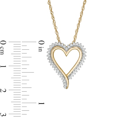 0.18 CT. T.W. Diamond Elongated Heart Sunburst Pendant in 10K Gold