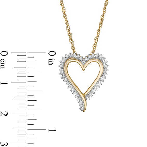 0.18 CT. T.W. Diamond Elongated Heart Sunburst Pendant in 10K Gold