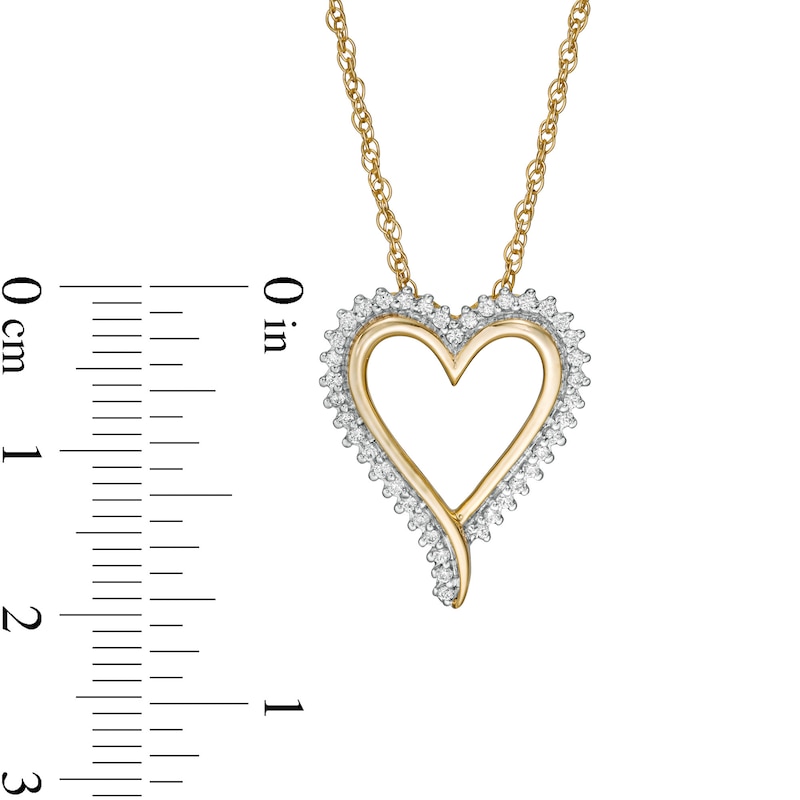 0.18 CT. T.W. Diamond Elongated Heart Sunburst Pendant in 10K Gold|Peoples Jewellers