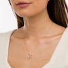 Thumbnail Image 1 of 0.085 CT. T.W. Diamond Tilted Elongated Heart Pendant in 10K Rose Gold