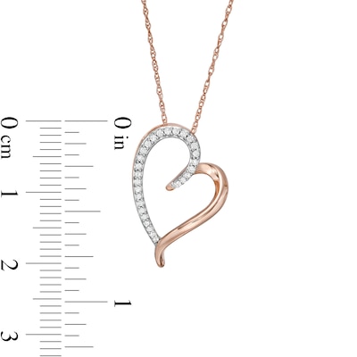 0.085 CT. T.W. Diamond Tilted Elongated Heart Pendant in 10K Rose Gold