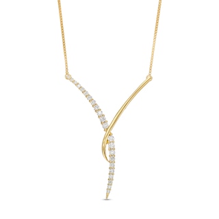 0.33 CT. T.W. Certified Lab-Created Journey Diamond "Y" Necklace in 14K Gold (F/SI2)