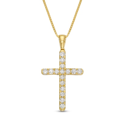 0.45 CT. T.W. Certified Lab-Created Diamond Cross Pendant in 14K Gold (F/SI2)