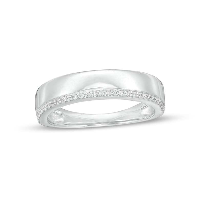 0.085 CT. T.W. Diamond Single Edge Wedding Band in 10K White Gold|Peoples Jewellers