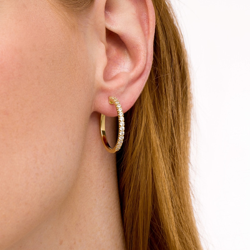 0.95 CT. T.W. Certified Lab-Created Diamond Hoop Earrings in 14K Gold (F/SI2)|Peoples Jewellers