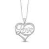 Thumbnail Image 0 of Diamond Accent Beaded Cursive "Love" with Ribbon Heart Pendant in Sterling Silver – 16"