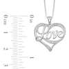 Diamond Accent Beaded Cursive "Love" with Ribbon Heart Pendant in Sterling Silver – 16"