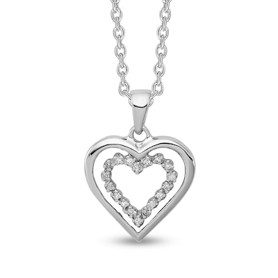 0.07 CT. T.W. Diamond Double Heart Pendant in Sterling Silver