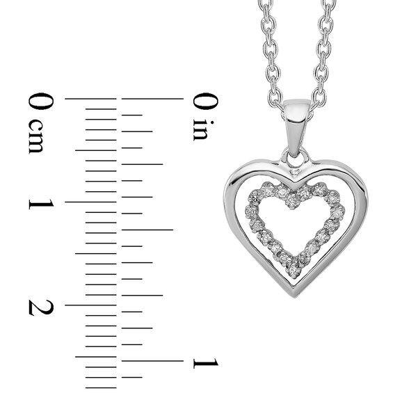 0.07 CT. T.W. Diamond Double Heart Pendant in Sterling Silver