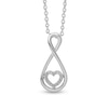 Thumbnail Image 0 of 0.06 CT. T.W. Diamond Infinity with Heart Pendant in Sterling Silver