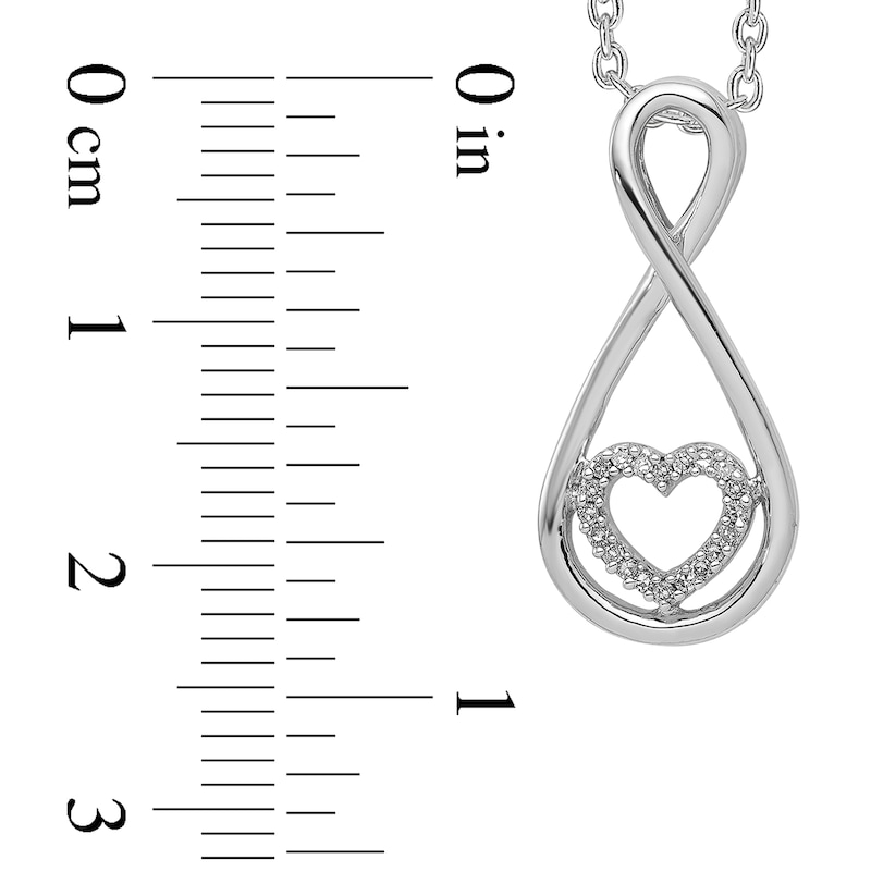 0.06 CT. T.W. Diamond Infinity with Heart Pendant in Sterling Silver