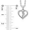 Diamond Accent Beaded Entwined Half-and-Half Heart Pendant in Sterling Silver