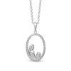 Thumbnail Image 0 of Diamond Accent Beaded Motherly Love Oval Pendant in Sterling Silver